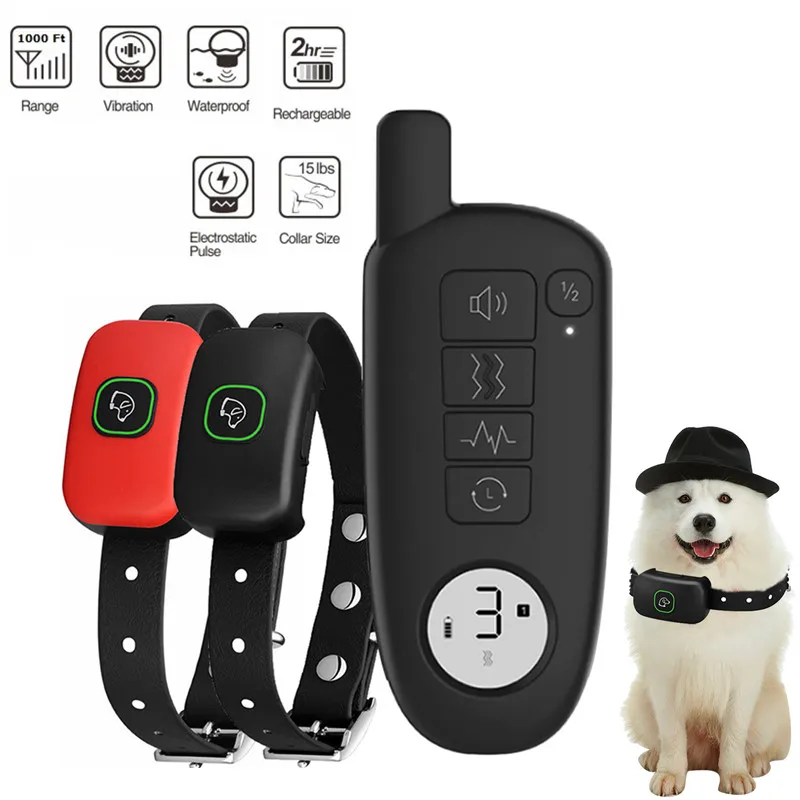Waterproof Dog Training Collar Dog Trainer Rechargeable Dog Shock Collar 1000ft Extra Wide Remote Range Electric Collar 40% off