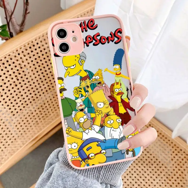 Funny Cartoon Homer SimpsonS Family Phone Case for iPhone 14 11 12 13 Mini Pro Max 8 7 Plus X XR XS MAX Translucent Matte Cover