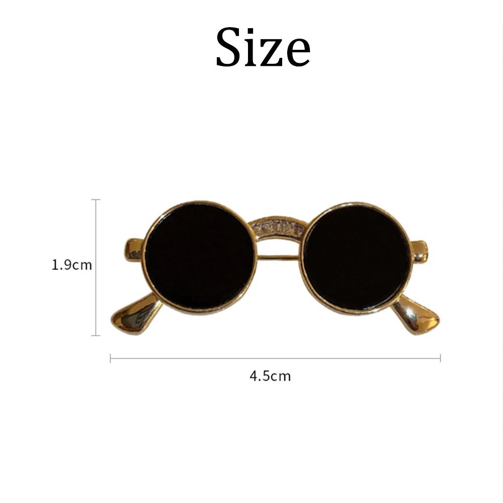 Punk Style Mini Sunglasses Brooches Vintage Metal Glasses Shaped Pins Women Men Party Clothing Accessories images - 6