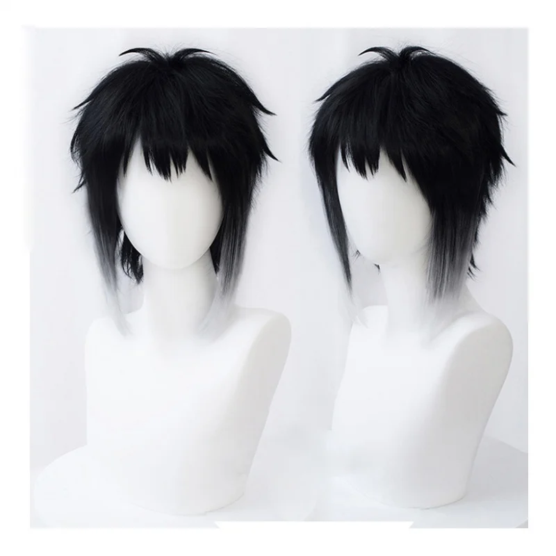 

Bungou Stray Dogs Ryunosuke Akutagawa Short Black With White Wig Heat Resistant Hair Cosplay Wigs Wig Caps