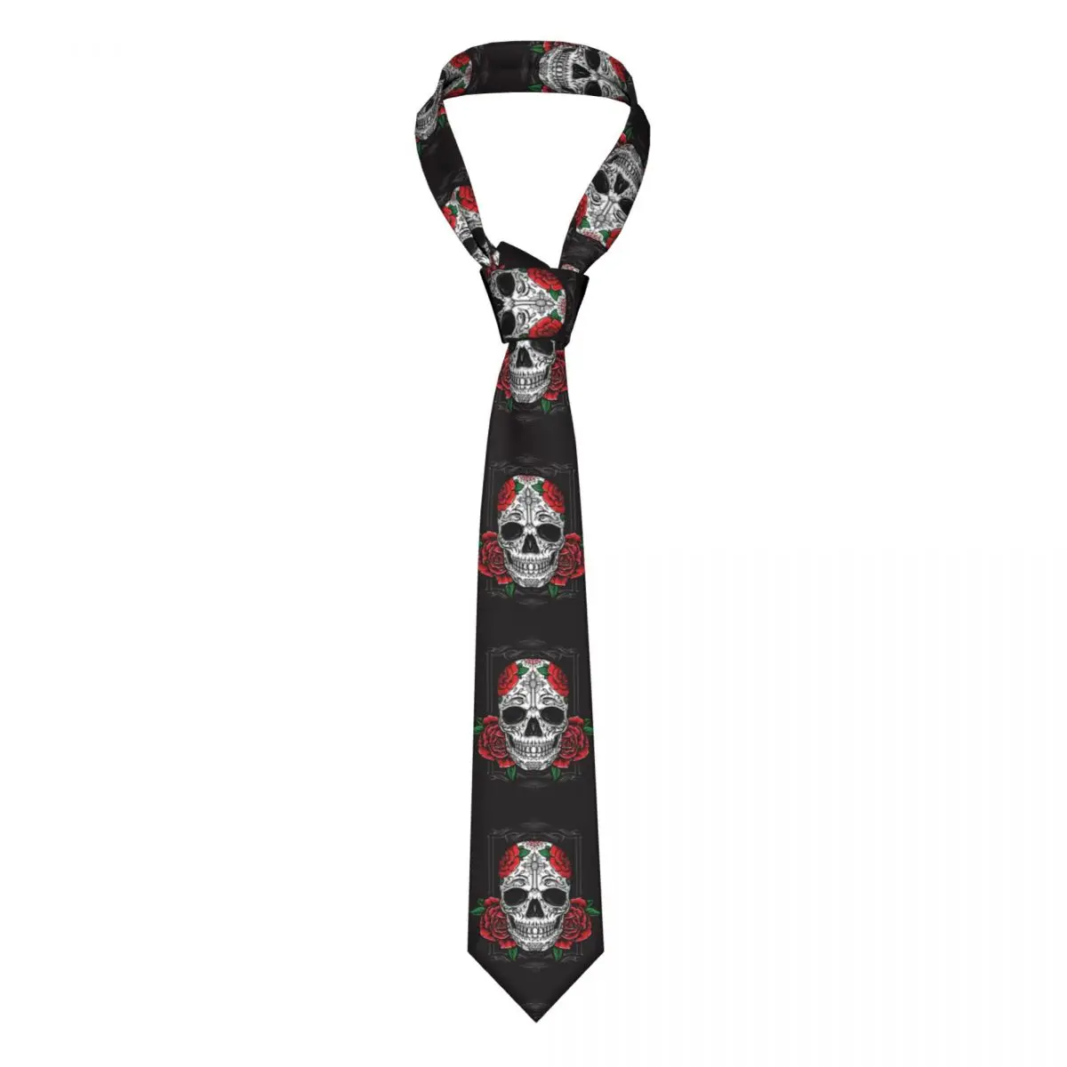 

Tie For Men Formal Skinny Neckties Classic Men's Sugar Skull With Roses Wedding Tie Gentleman Narrow