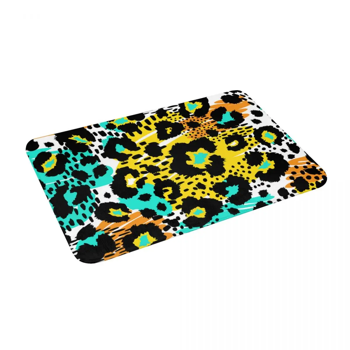 

Colorful Leopard 24" X 16" Non Slip Absorbent Memory Foam Bath Mat for Home Decor/Kitchen/Entry/Indoor/Outdoor/Living Room