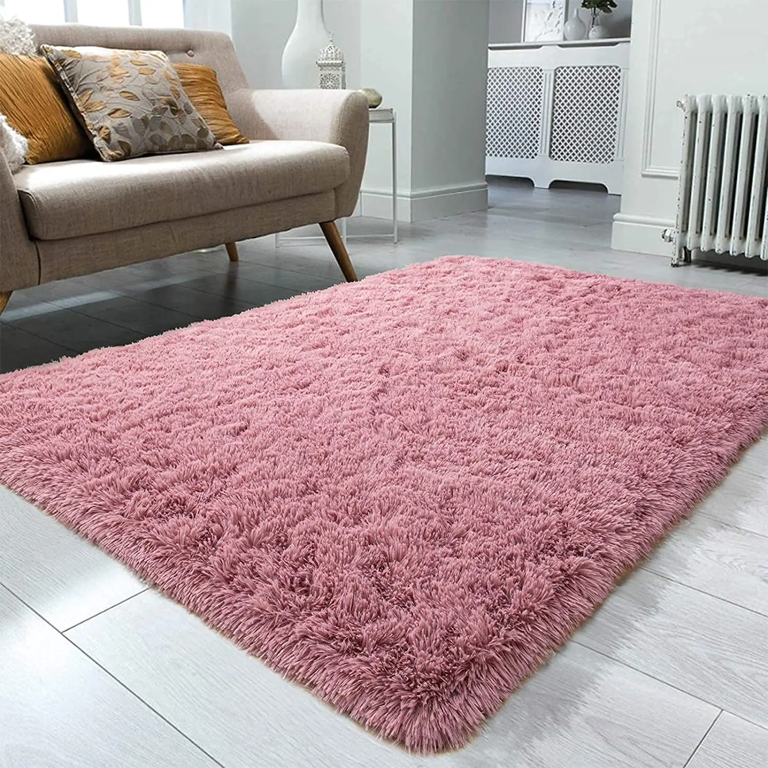 

Blush Soft Area Rug for Bedroom Fluffy Rug Shag Rug for Baby Kids Room Fuzzy Rug for Nursery Dorm Room Non-Slip Rug Blush Carpet