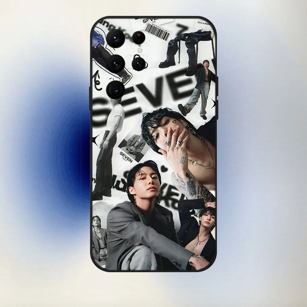 Чехол для телефона Kpop J-JungKookS-S Samsung S24 23 22 30 21 10 9 Ultra Plus Lite FE 5G черный мягкий чехол