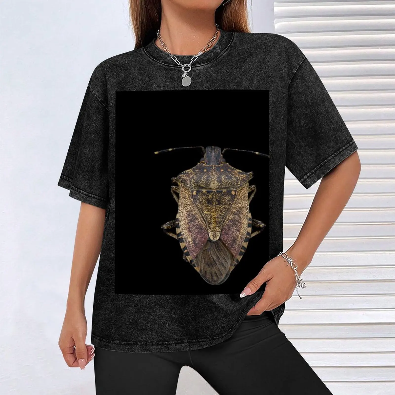 Коричневая футболка Marmorated Stink Bug (Halyomorpha halys) милые топы лето 2025 футболки больших