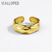 scalloped european gold plated knot adjustable open ring romantic couples accessories minimalist metal trendy women jewelry