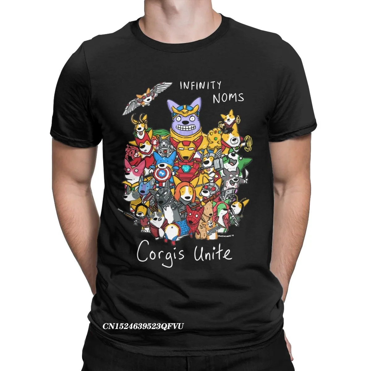 

Corgis Unite Men's Tops T Shirts Dog Animal Cute Fun Tees Harajuku Crew Neck T-Shirts Cotton Graphic Tops