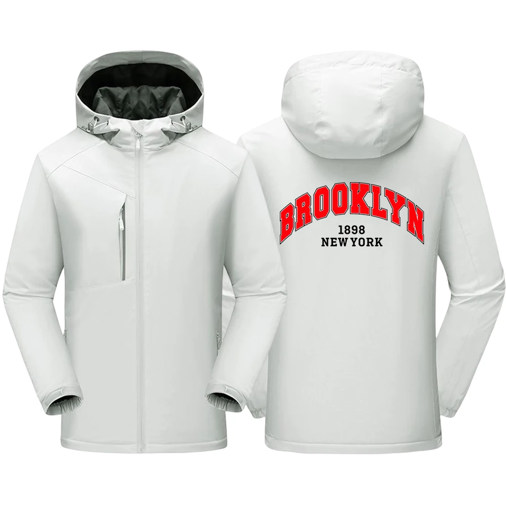 

Brooklyn 1898 New York Print Men Clothing Personality Warm Streetwear Casual Outdoor Zipper Menswear Thicken Windproof Jacket