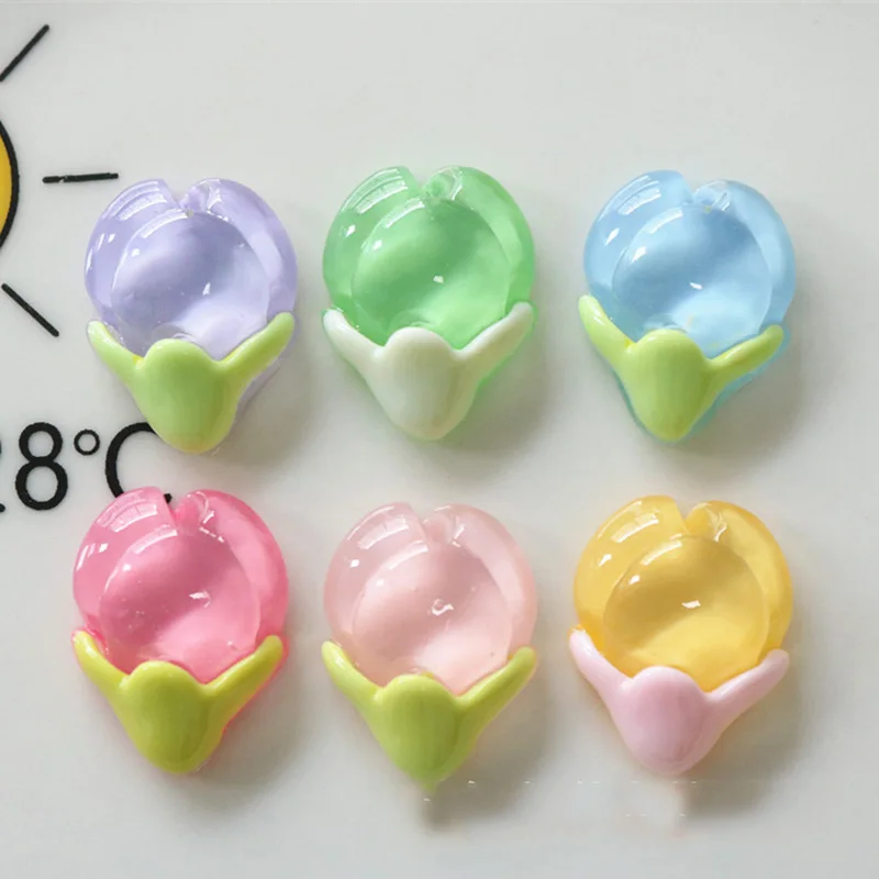 

10Pcs Transparent Peach Flower Flatback Resin Cabochon Scrapbooking for Phone Decor DIY Headwear Accessories Jewelry Craft