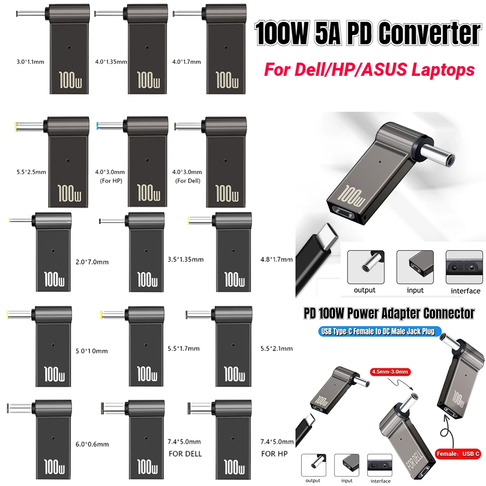 

Конвертер с триггером для ноутбуков Lenovo/Dell/HP, 100 Вт, 5 А