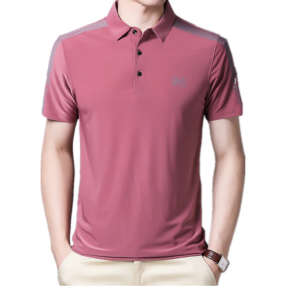 

Summer Men's Business Casual Polo Shirt Ice Silk Short Sleeve T-Shirt Fashion Loose Top