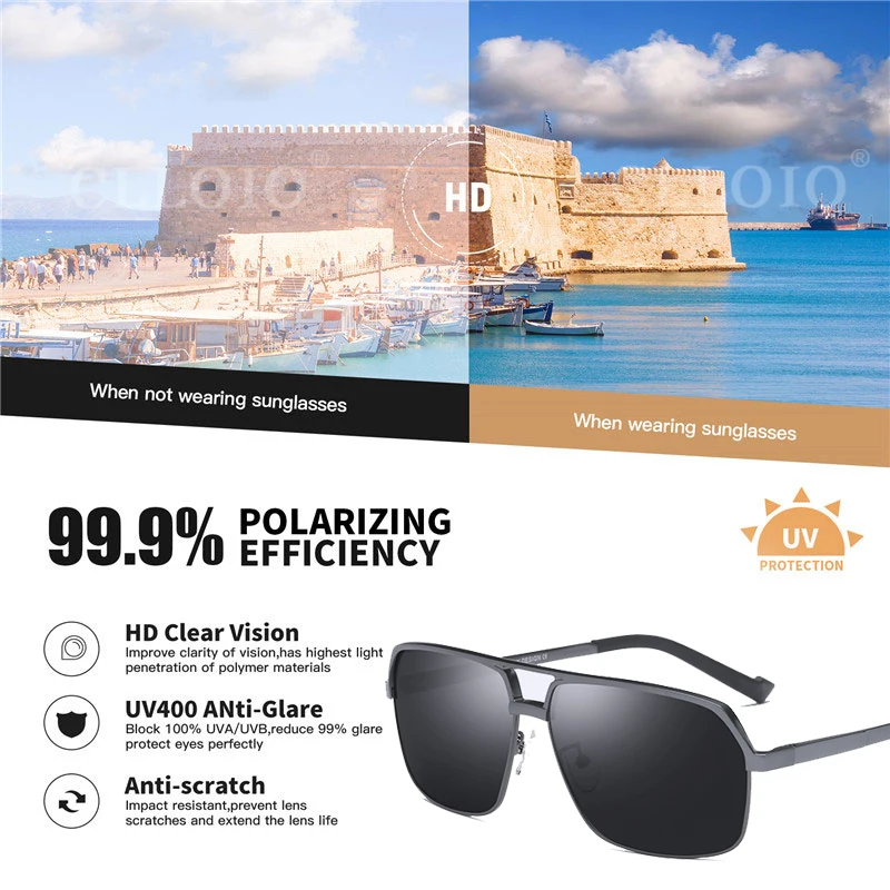 Очки солнцезащитные CLLOIO Мужские поляризационные качественные алюминиевые