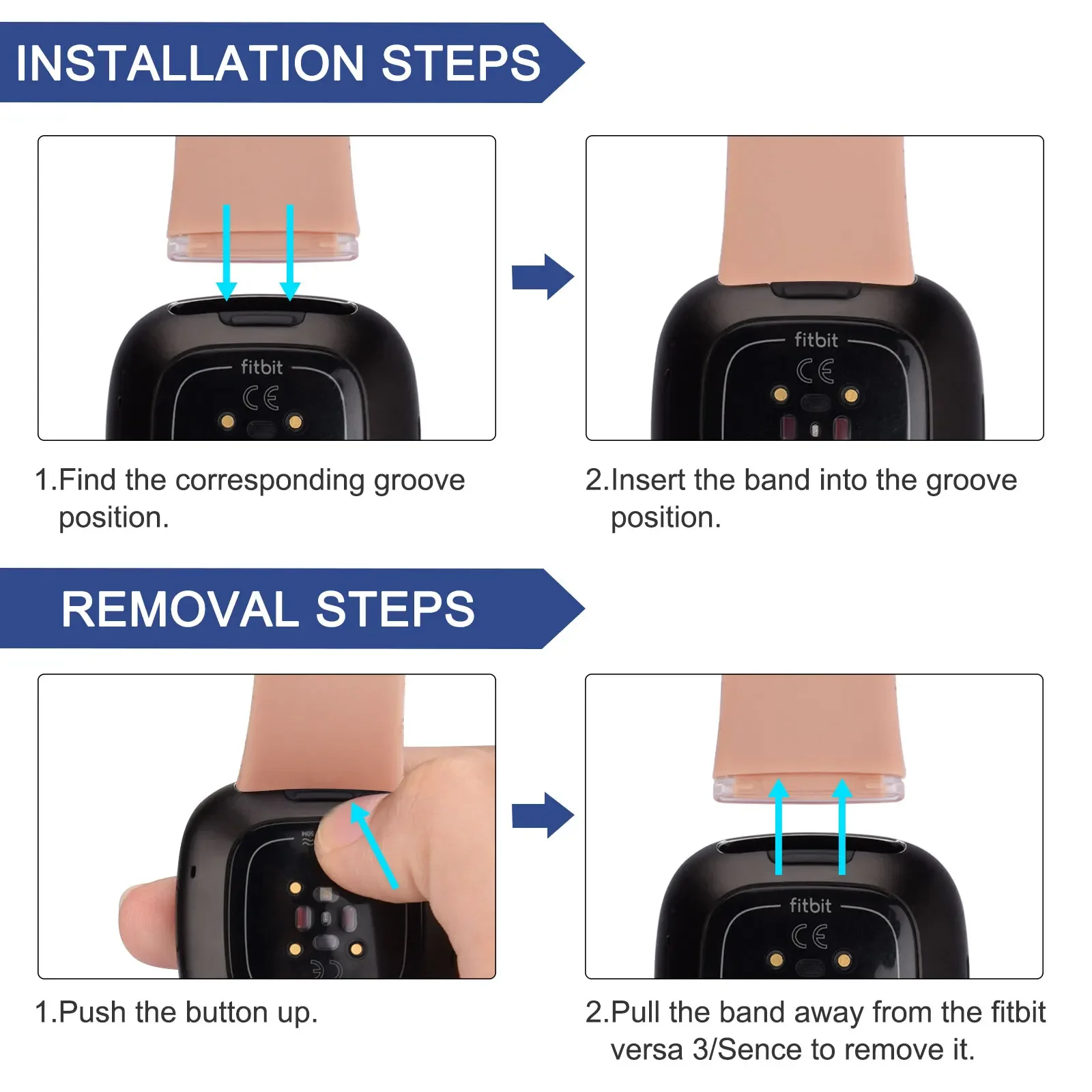 Силиконовый ремешок для часов Fitbit Versa 3 умных спортивный Браслет Sense