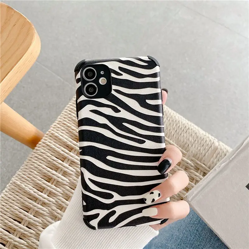 

zebra-stripe phone case for iphone 11 14 pro max 13 mini 12 shockproof bumper back cover for iphone x xs xr 7 8 plus se2 6 shell