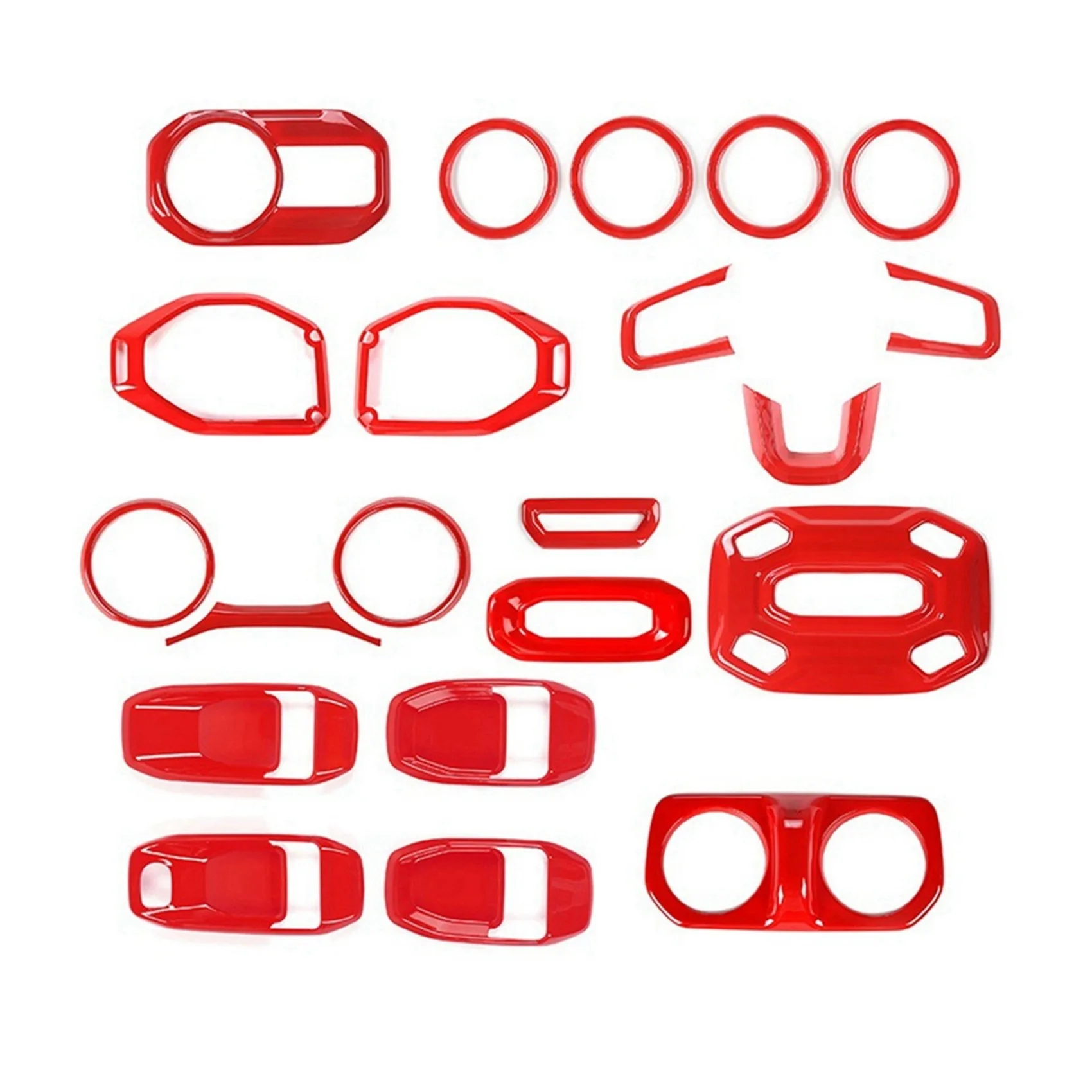 

Steering Wheel, Air Conditioning Vent, Reading Light, Speaker for 18-21 Jeep Wrangler JL Gladiator JT 21PCS (Red)