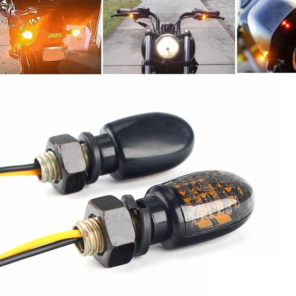 

1 Pair LED Turn Signal Indicators Amber Lights Strip Lamp Motorcycle Work Light Directional Light Black Flasher Auto Accessories