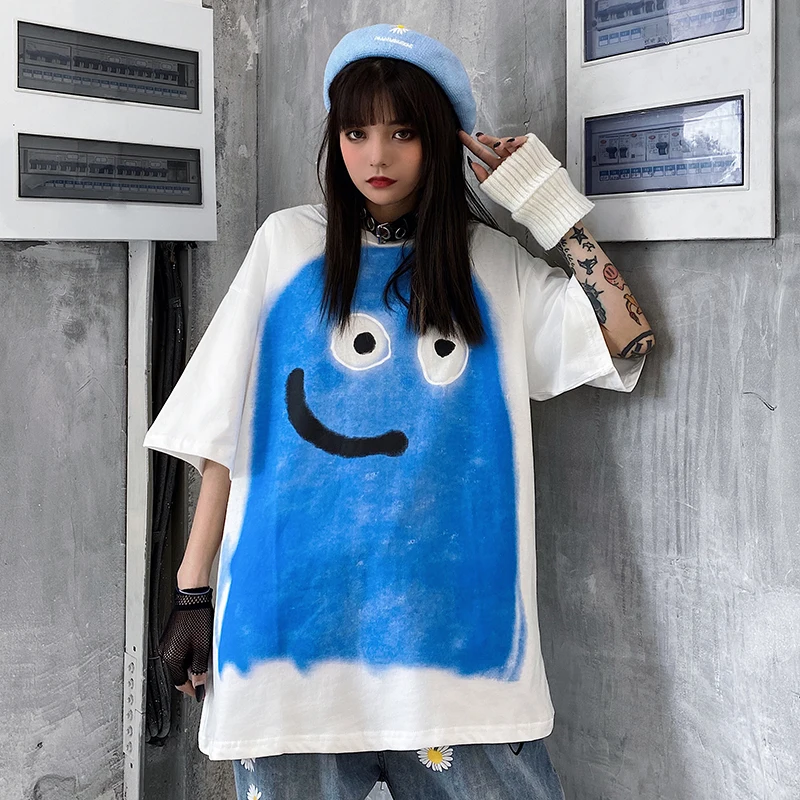 

Милые топы для девочек с мультяшными героями, Корейская уличная одежда в стиле Харадзюку, милые повседневные футболки с принтом, винтажные ...