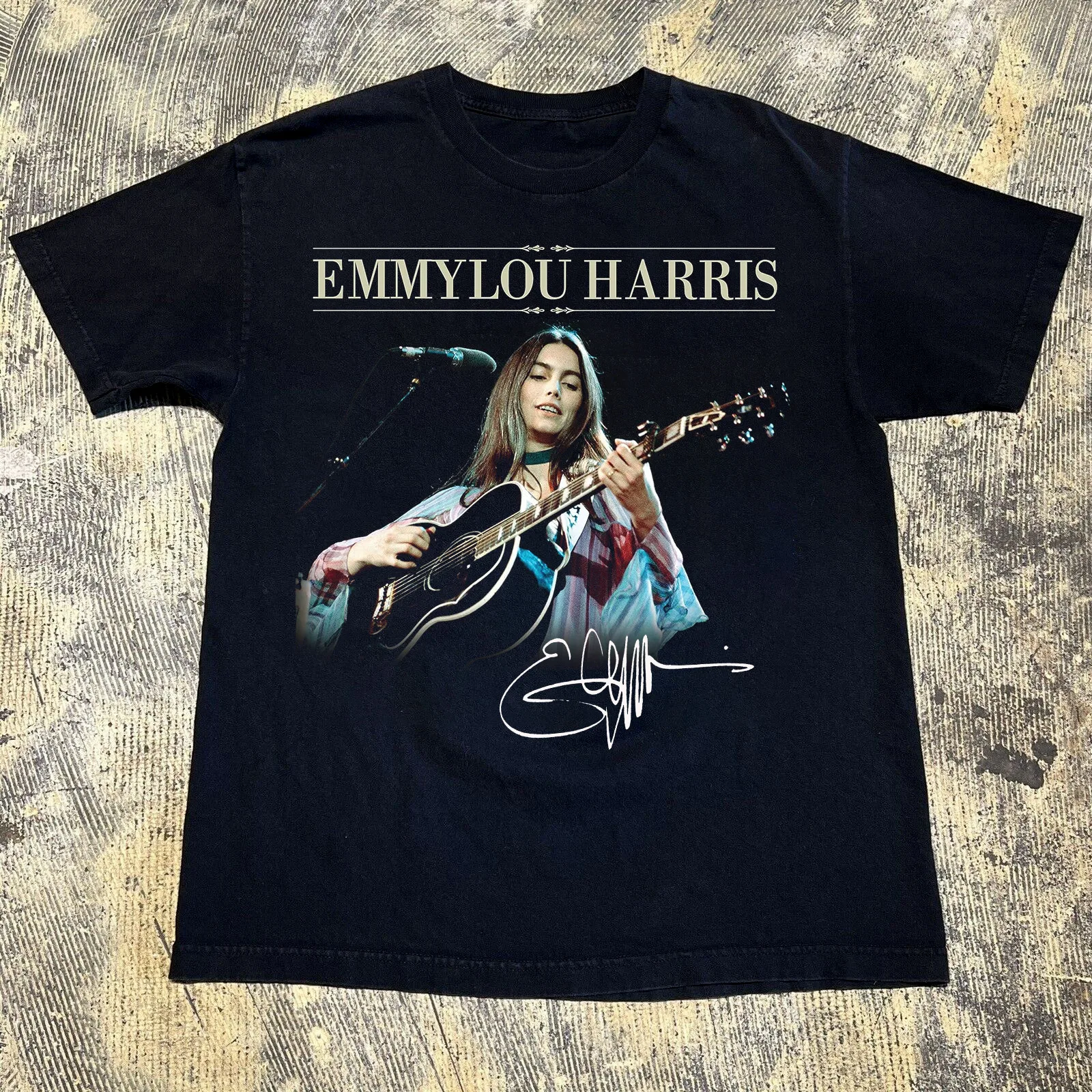Черная футболка унисекс Emmylou Harris Music Tour Signature все размеры UU283