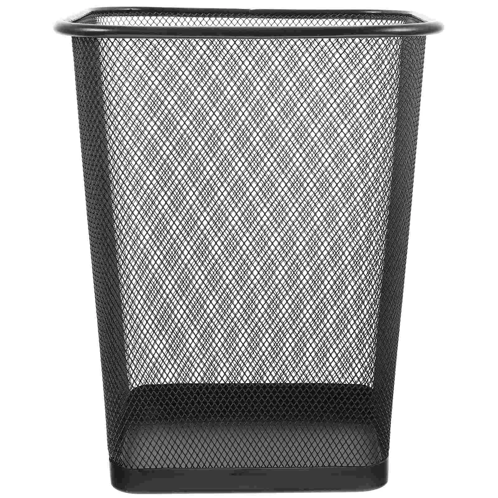 

Can Trash Garbage Bin Waste Mesh Basket Container Wire Metal Wastebasket Bedroom Office Paper Black Kitchen Recycling Retro