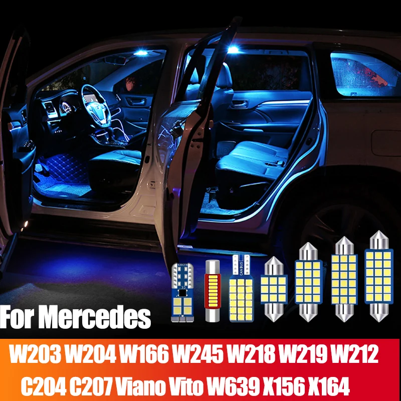 

For Mercedes Benz W203 W204 W166 W245 W218 W219 W212 C204 C207 Viano Vito W639 X156 X164 Car LED Interior Light Kit Accessories