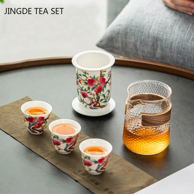 

Ceramic Travel Teaware One Pot Three Cups Outdoor Portable Tea Maker Home Chinese Tea Set Customized Tea Pot and Cup Set