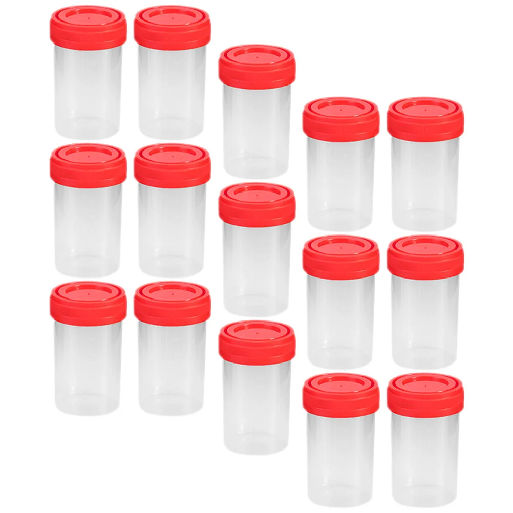 

15 Pcs Sampling Cup Urine Plastic Container Fluid Sample The Pee Women Containers Lids Cups Testing Man Specimen Jar