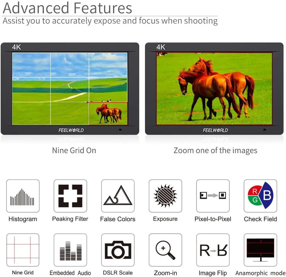 7-дюймовый IPS-монитор FEELWORLD FW703 3G-SDI HDMI DSLR Full 4K HD 1920x1200 на камеру полевой монитор