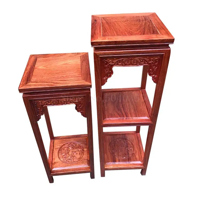 Solid wood flower stand chicken wing rosewood bonsai antique floor living room racks |