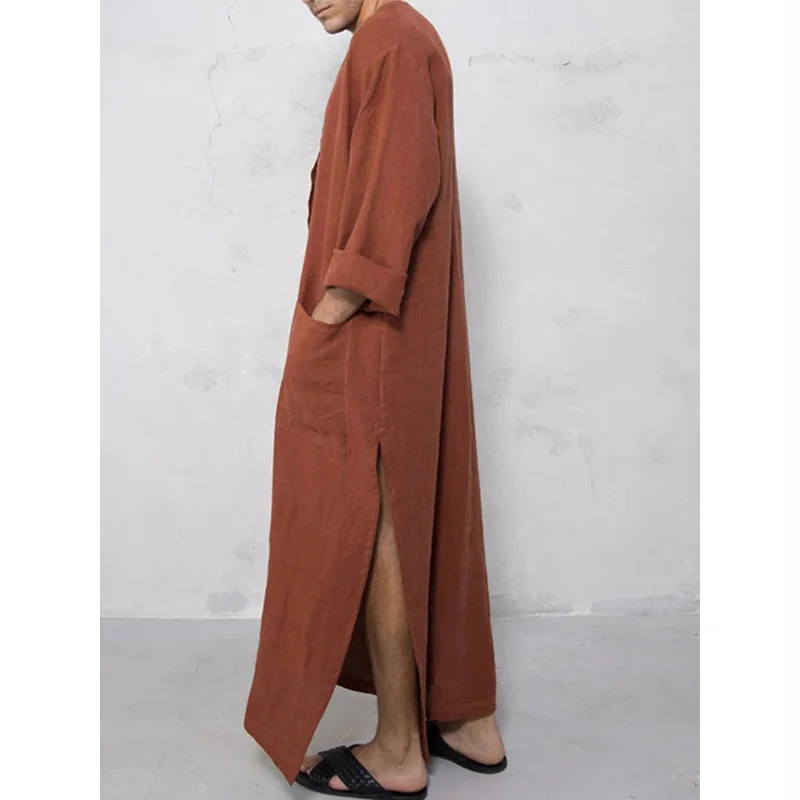 Muslim Dubai Southeast Asia New Men's Loose Stand Collar Long Sleeve Robe National Style Middle East Robe
