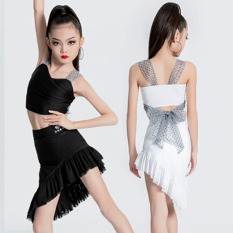 Платье для латинских танцев девочек детский танцевальный костюм бальных сальса