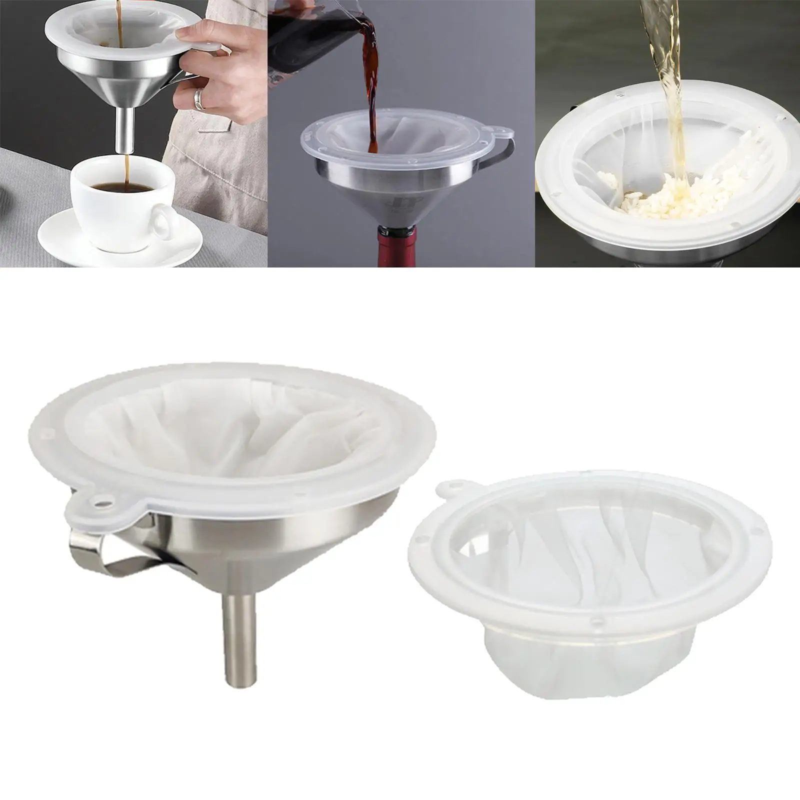 

Multi Filter Strainer with 200 Mesh and 100 Mesh Mini Funnels Kitchen Funnels for Transferring Ingredients Filling Bottles