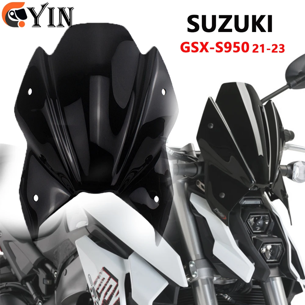 

For SUZUKI GSX-S950 21-22 GSX-S1000 GSXS950 GSXS1000 2021 2022 Double Bubble Motorcycle Visor Windshield Black Windscreen