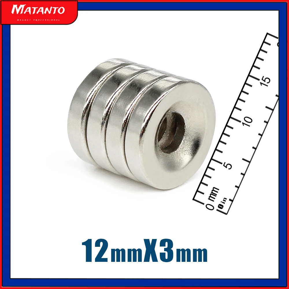 

10/20/30/50/100/1500/200PCS 12x3-4 Disc Neodymium Magnets 12x3 mm Hole 4mm Minor Diameter Round Countersunk Magnet 12*3-4 12*3