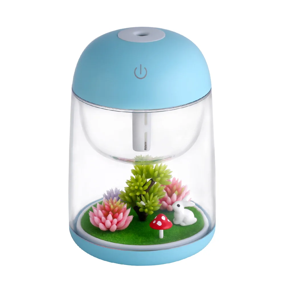 Mini Portable Mist Humidifier Transparent Micro-Landscape Air Humidifier Spray Air Purifier With LED Lights