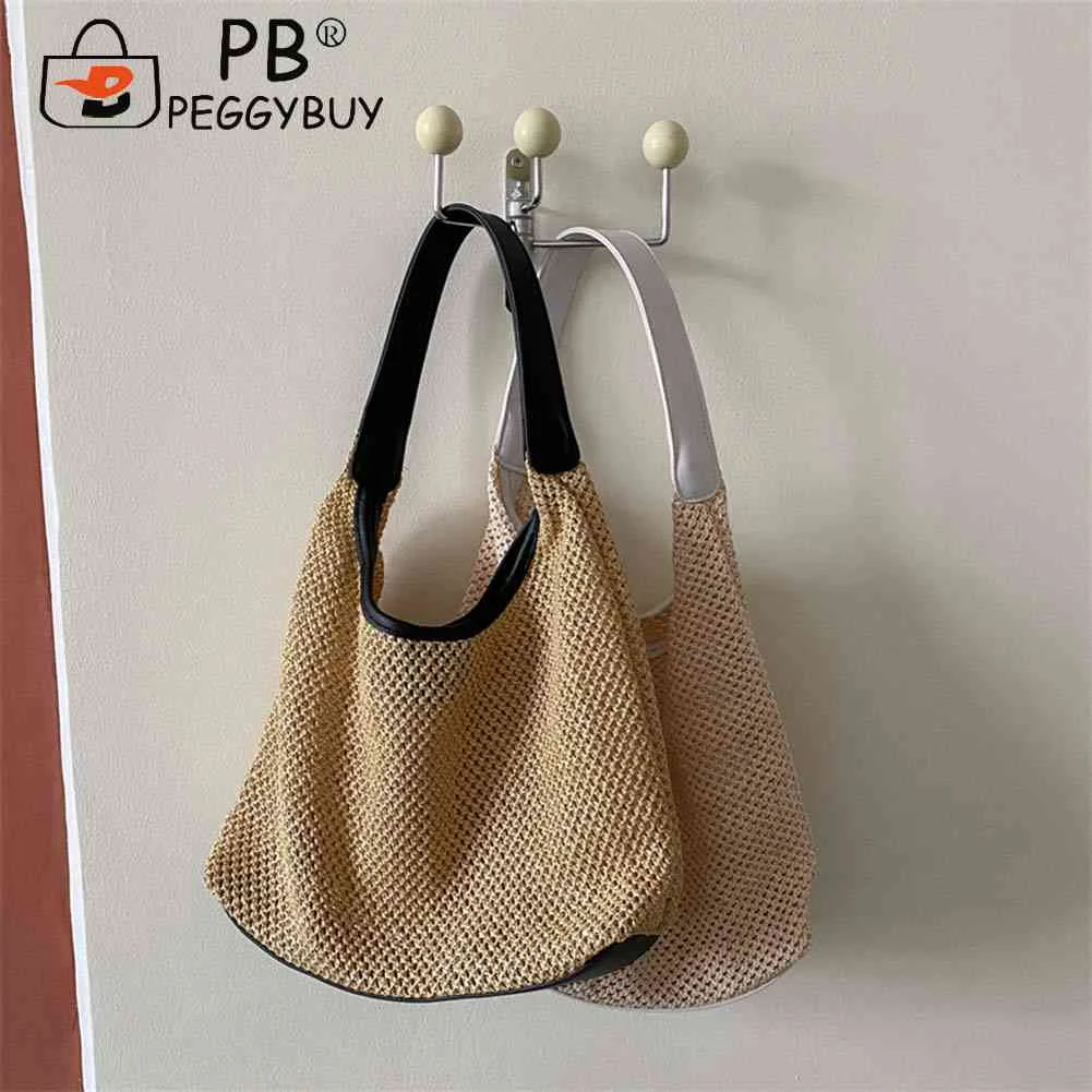 

Fashion Women Handbag Straw Mesh High Capacity Solid Color Women Shoppper Bag Student Zippper School Pack