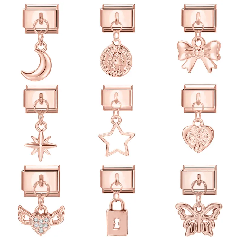 Yolorist ретро Очаровательная розовая Красная Луна Звезда Бабочка итальянские