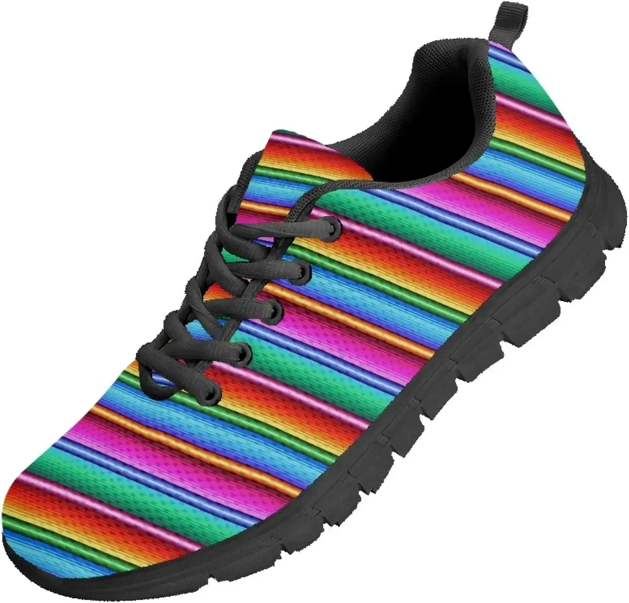 Фото Красочные мексиканские спортивные кроссовки Serape на шнуровке, дышащие кроссовки для мужчин, женщин, мальчиков, девочек, подростков и детей №1