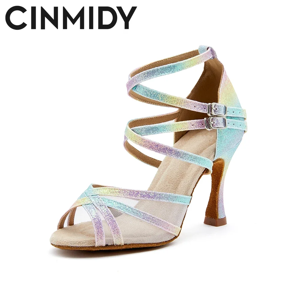 Женские сетчатые туфли для латиноамериканских танцев с мягкой подошвой