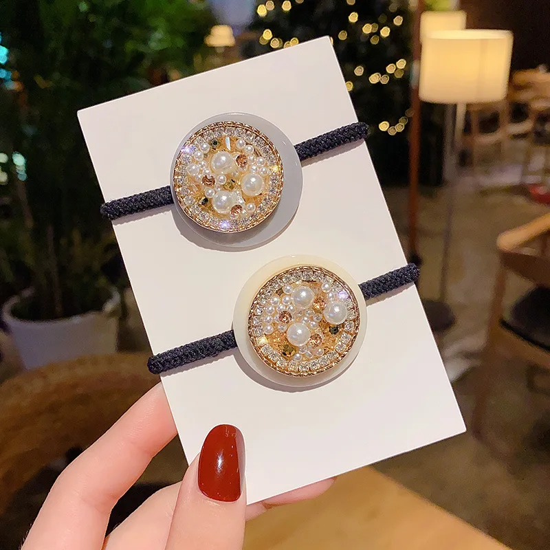 

Woman Round Pearl Elastic Hair Ties Fashion Korean Style Hairband Scrunchies Girls Ponytail Holders Rubber Band Hair Accessories