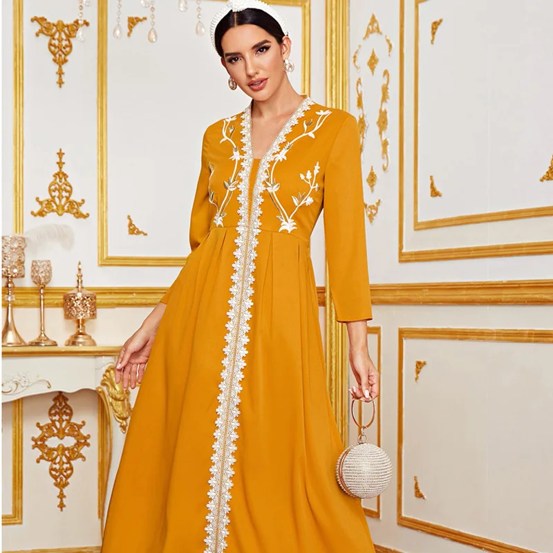 

Muslim Dress Embroidery Ramadan Hijab Abaya Dubai Islam Clothing Khimar Abayas for Women Evening Dresses Jilbab Turkey Robe