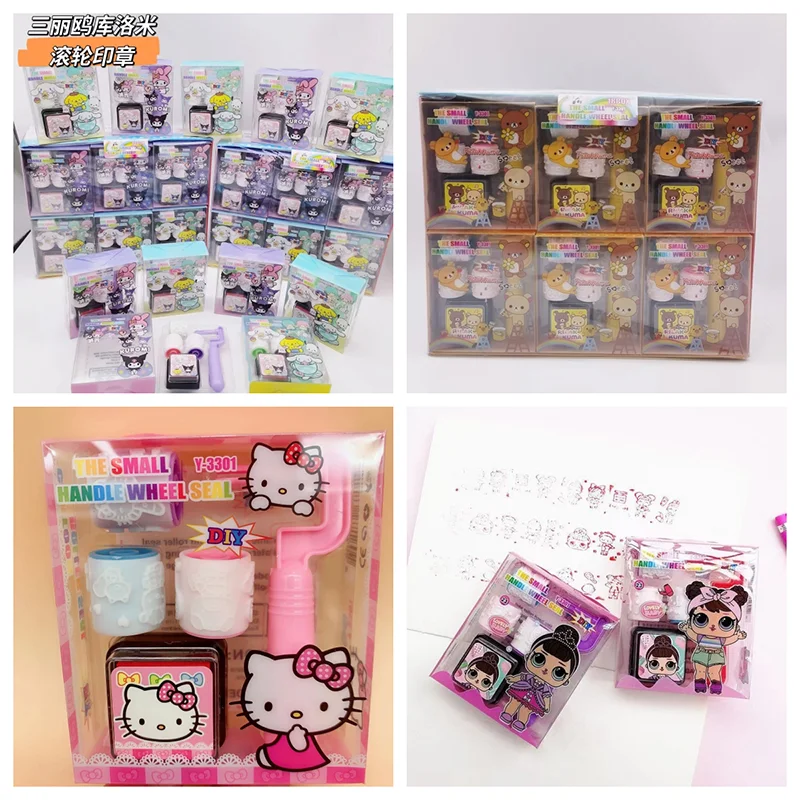 

18pcs Sanrios Cartoon Roller Seal Elementary Kuromi Hello Kitty Kawaii Anime Children Ins Kindergarten Teacher Reward Y2k Gift
