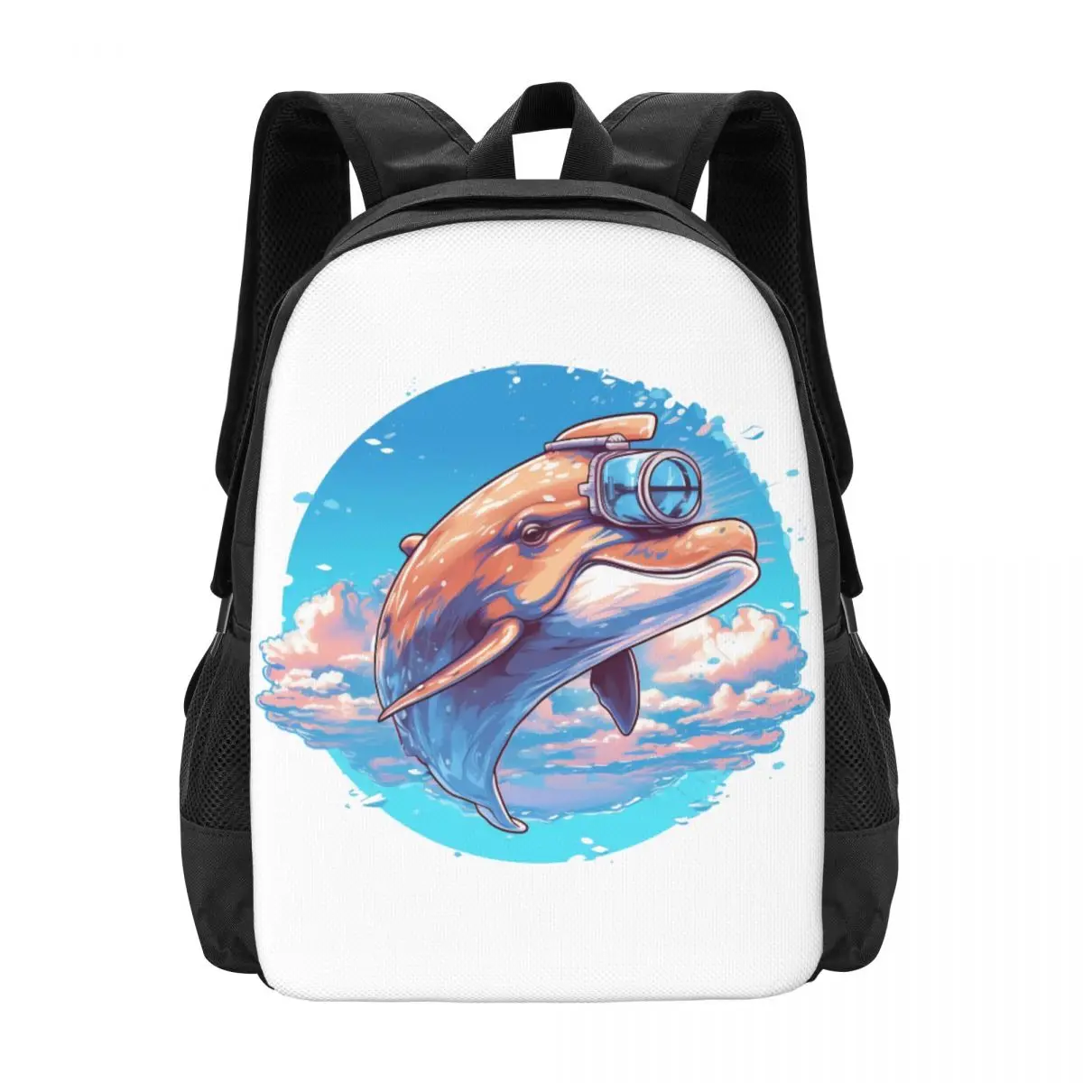 

Рюкзак с изображением дельфина и неба, дорожные рюкзаки унисекс из полиэстера с векторной графикой, прочные стильные школьные сумки, рюкзак