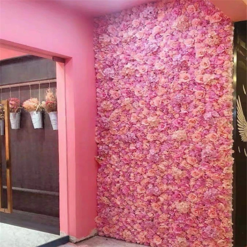 

Pink Flower Wall Artificial Flower Silk Rose for Wedding Decoration Baby Show Wedding Christmas Home Backdrop Decor