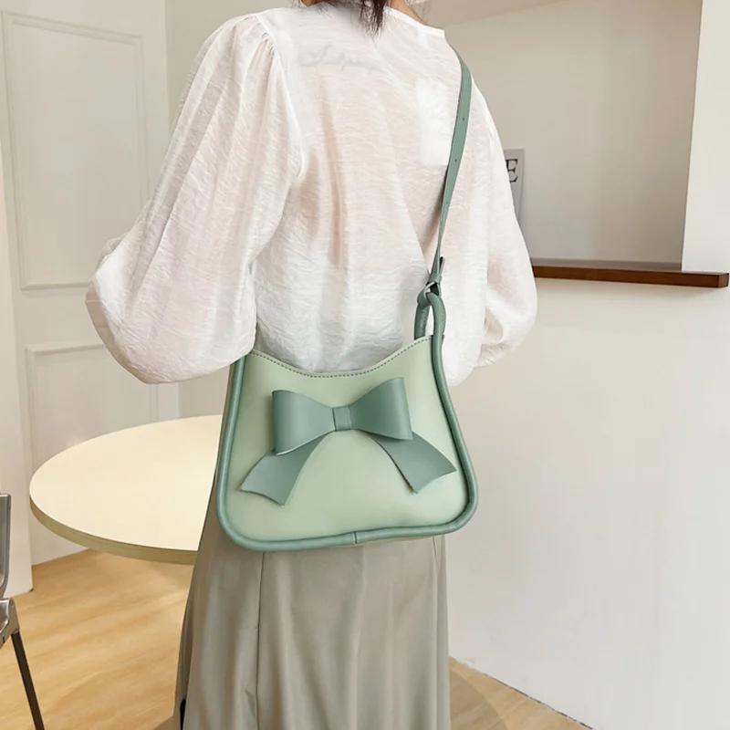 

Женская сумочка, темпераментная милая сумка через плечо с бантом, элегантные сумки через плечо из мягкой кожи в стиле ретро, женские сумки