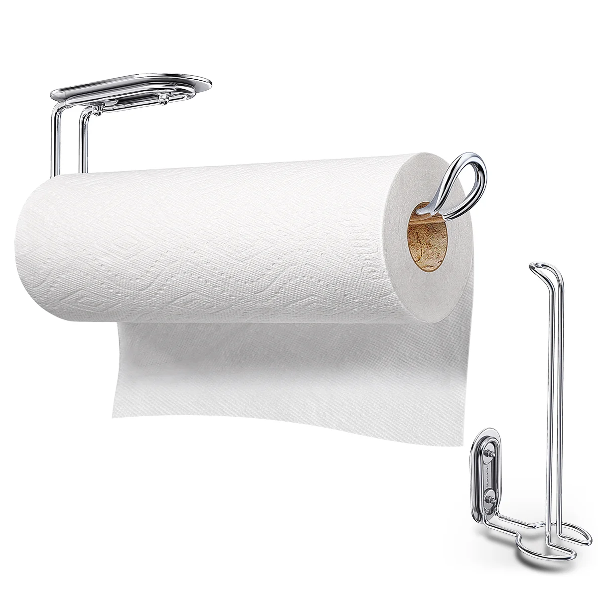 

HOMEMAXS 2PCS 304 Stainless Steel Paper Towel Holder Hanging Tissue Rack for Home Kitchen Living Room (Silver)