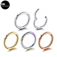 1pc 316l stainless steel septum nose rings hinged segment clicker lip ring cartilage earrings tragus helix piercing body jewelry