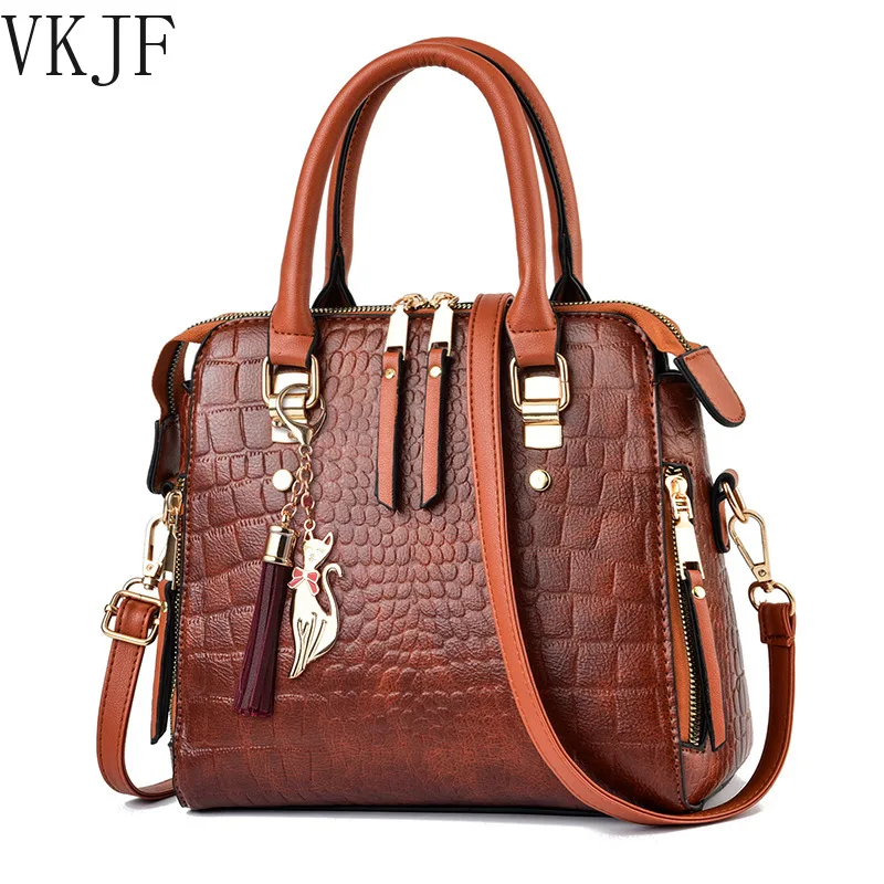 

2022 Retro Alligator Women Luxury PU Leather Handbags Female Tassel Designer Shoulder Messenger Bags Casual Ladies Tote Bolsas