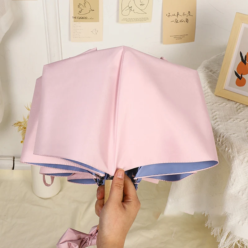 

1Pcs Sunny Umbrella Plastic Parasol Sunscreen And Uv Protection Sun And Rain Dual-use Sun Umbrella Ladies Three-fold Umbrella