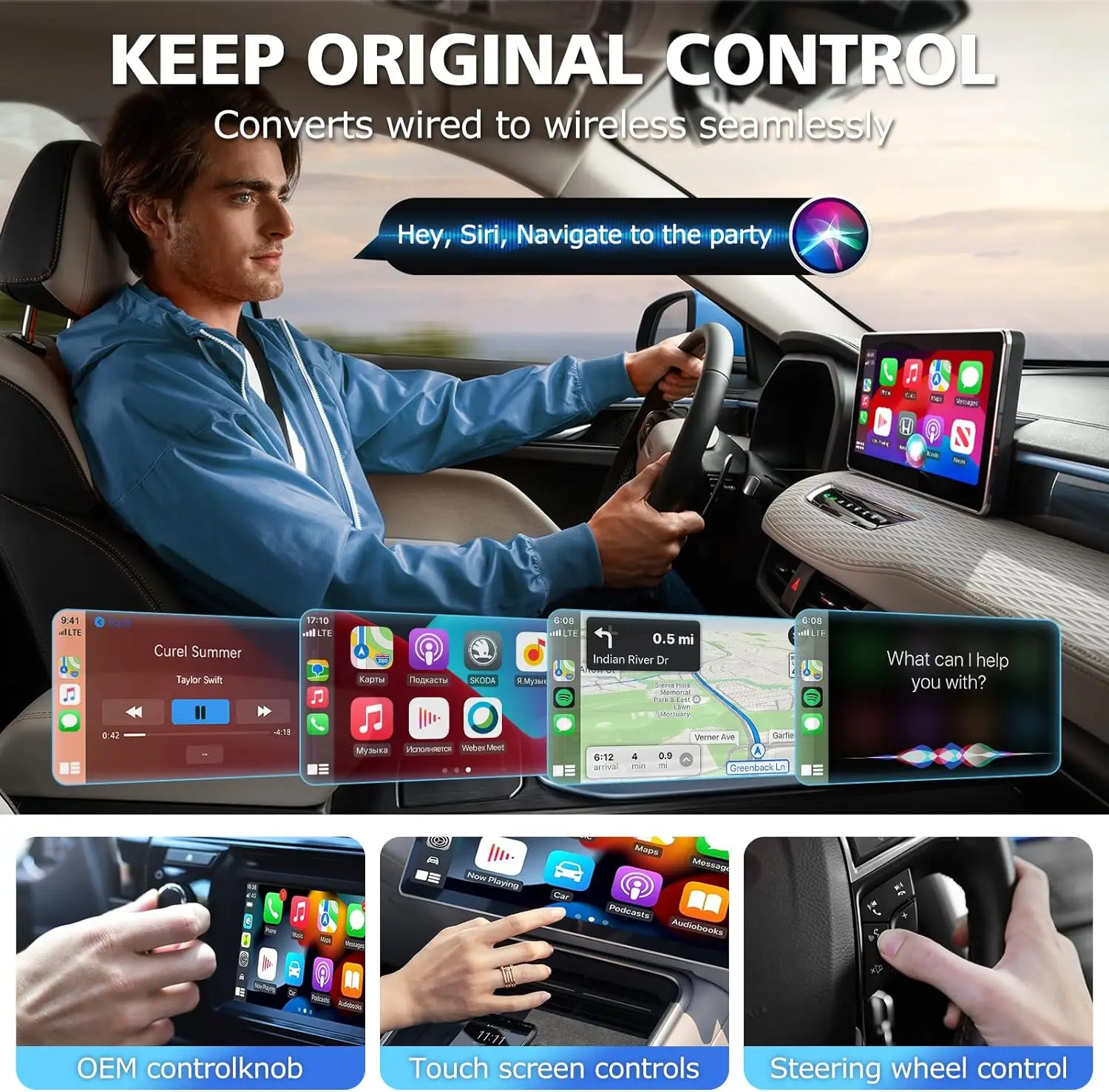 Фото Автомобильная центральная панель управления с поддержкой Android Auto, Wi-Fi 5 ГГц, сертификат CE, Plug & Play, без задержек, быстрое автоматическое подключение, гарантия 12 месяцев №4