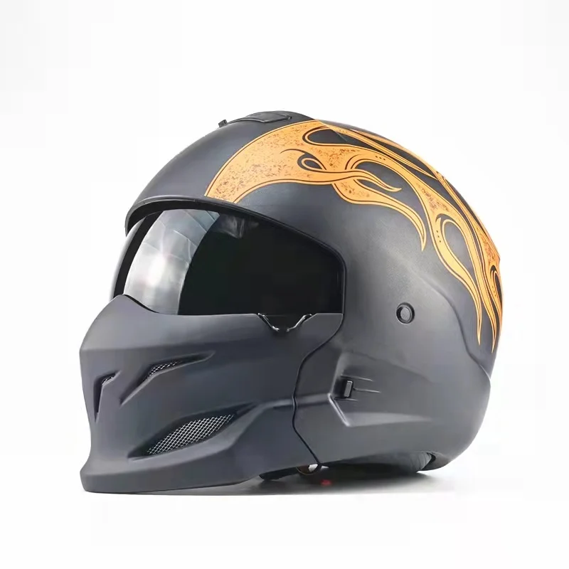 

2021 Multi-purpose Combination Helmet Retro Motorcycle Cascos Moto Locomotive Personality Half Predator Helmet